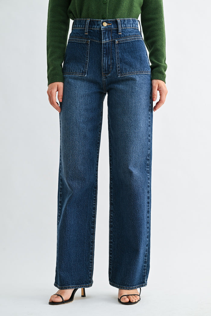 The Square Patch Pocket Straight Jean - DP920 - Dark Denim