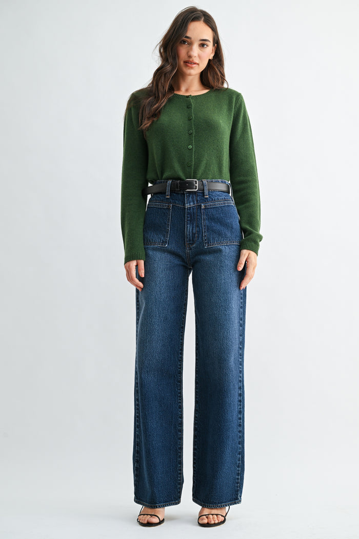 The Square Patch Pocket Straight Jean - DP920 - Dark Denim