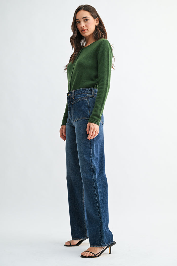 The Square Patch Pocket Straight Jean - DP920 - Dark Denim