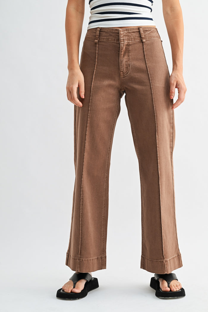 The Twill Wide Leg Trouser Pant - DP710-T - Vintage Brown