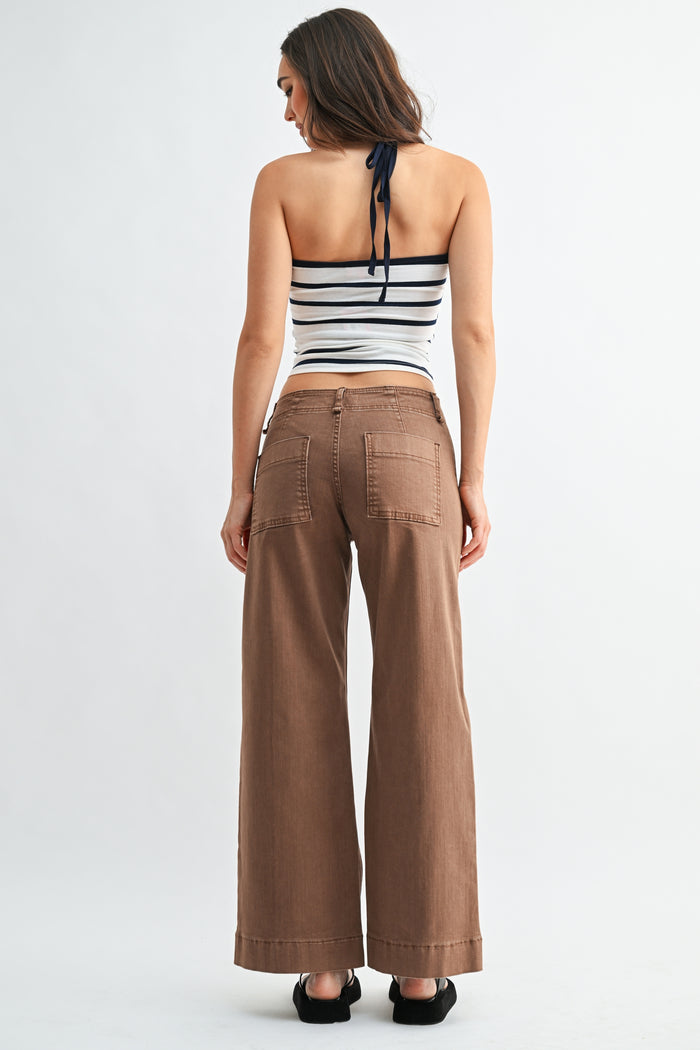 The Twill Wide Leg Trouser Pant - DP710-T - Vintage Brown