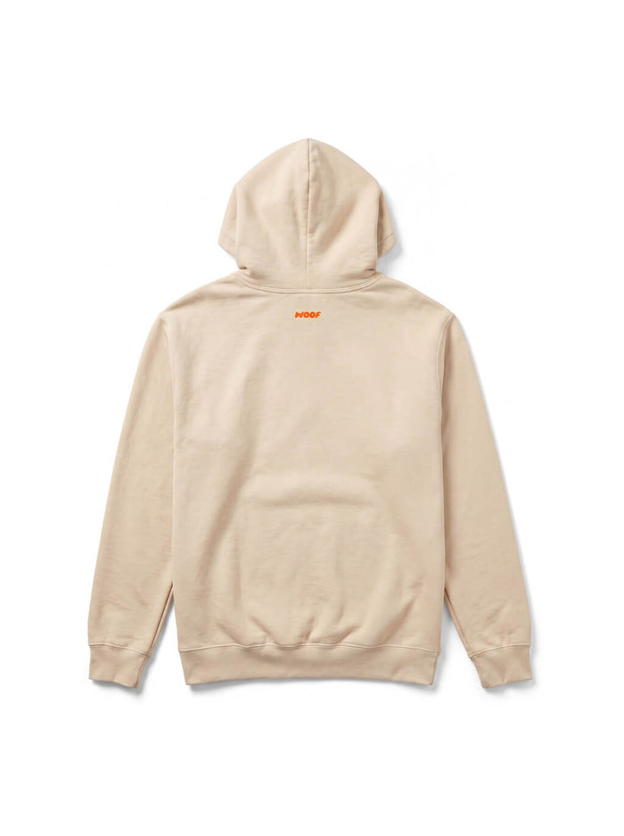 Back of the beige This Is My Happy Face Frenchie Hoodie from WOOF