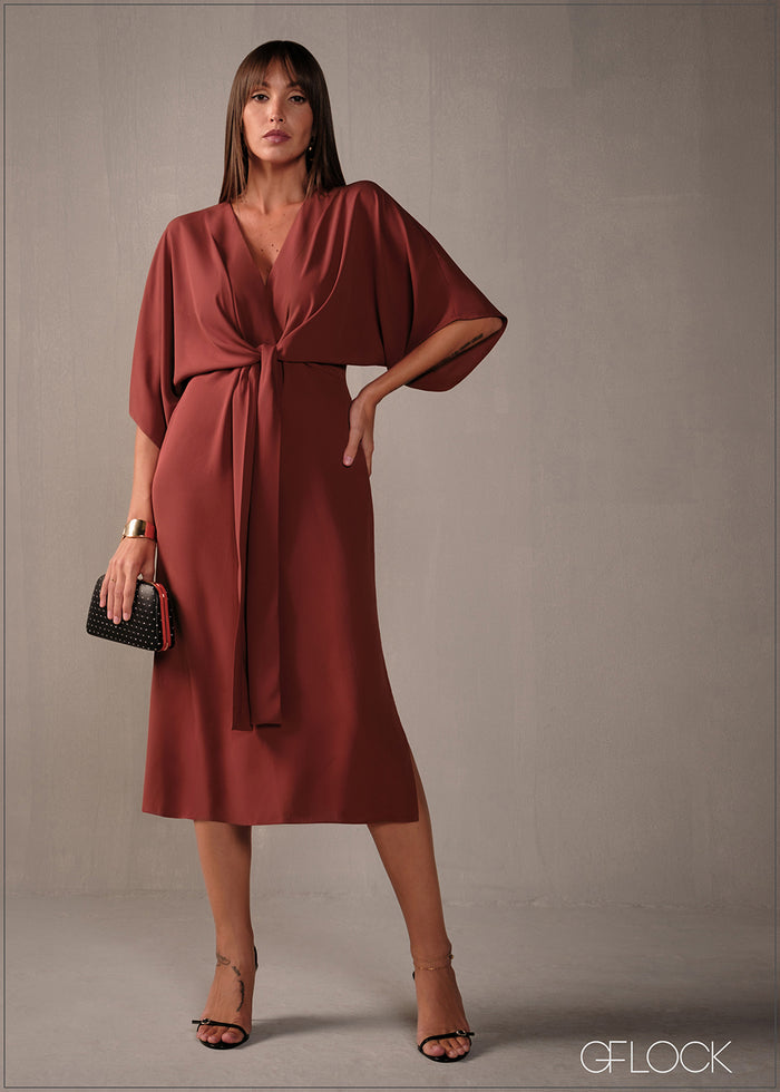 Tie-Up Detail Midi Dress - 160326