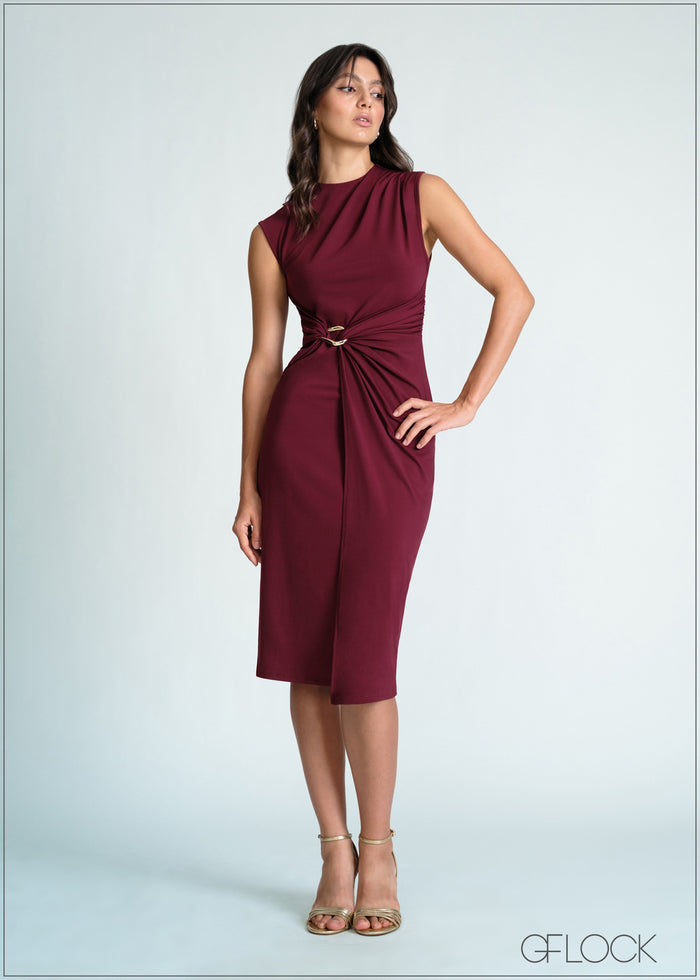 Trim Detailed Sleeveless Midi Dress - 170726