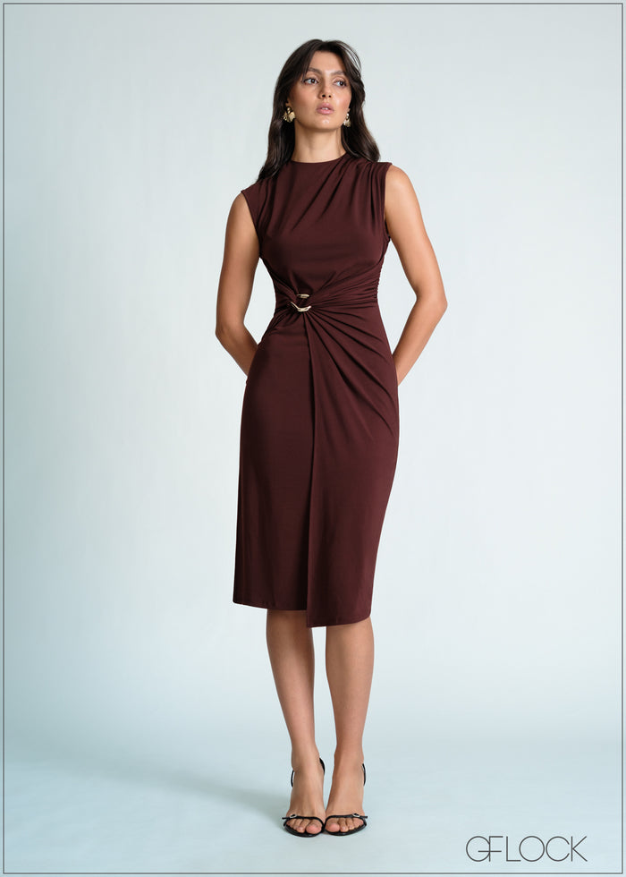 Trim Detailed Sleeveless Midi Dress - 170726