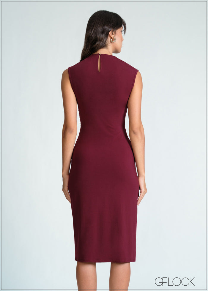 Trim Detailed Sleeveless Midi Dress - 170726