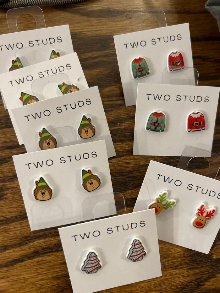 Two studs Christmas earrings