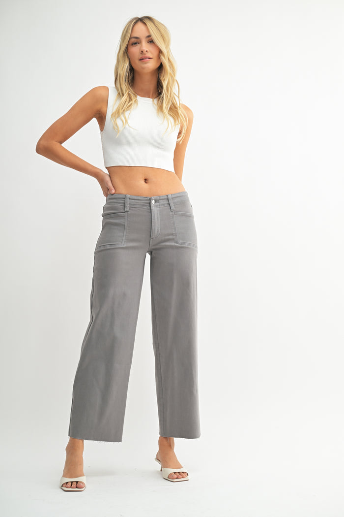 Utility Slim Wide Leg Jean - JP384 - Grey