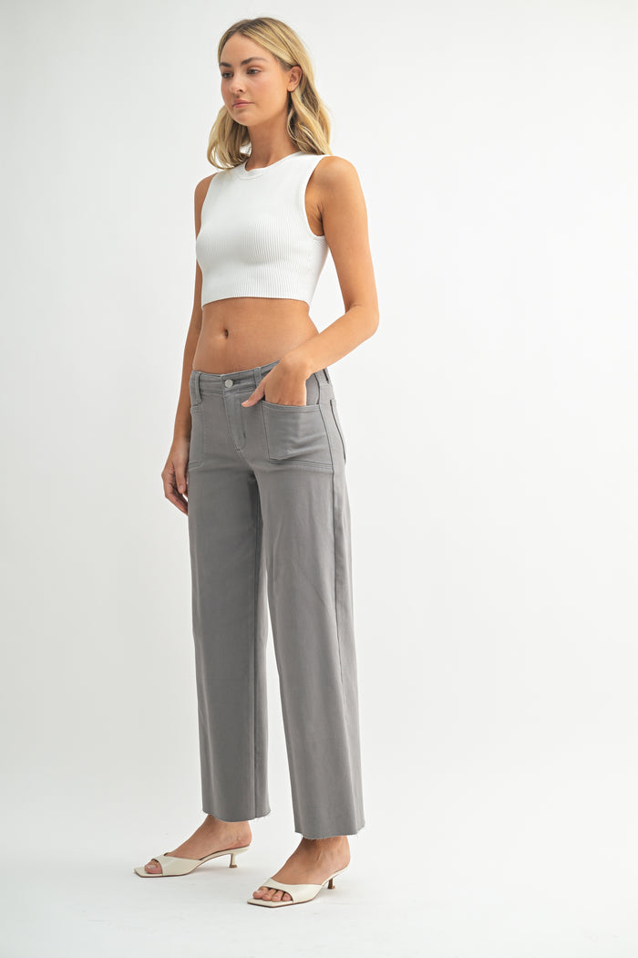 Utility Slim Wide Leg Jean - JP384 - Grey