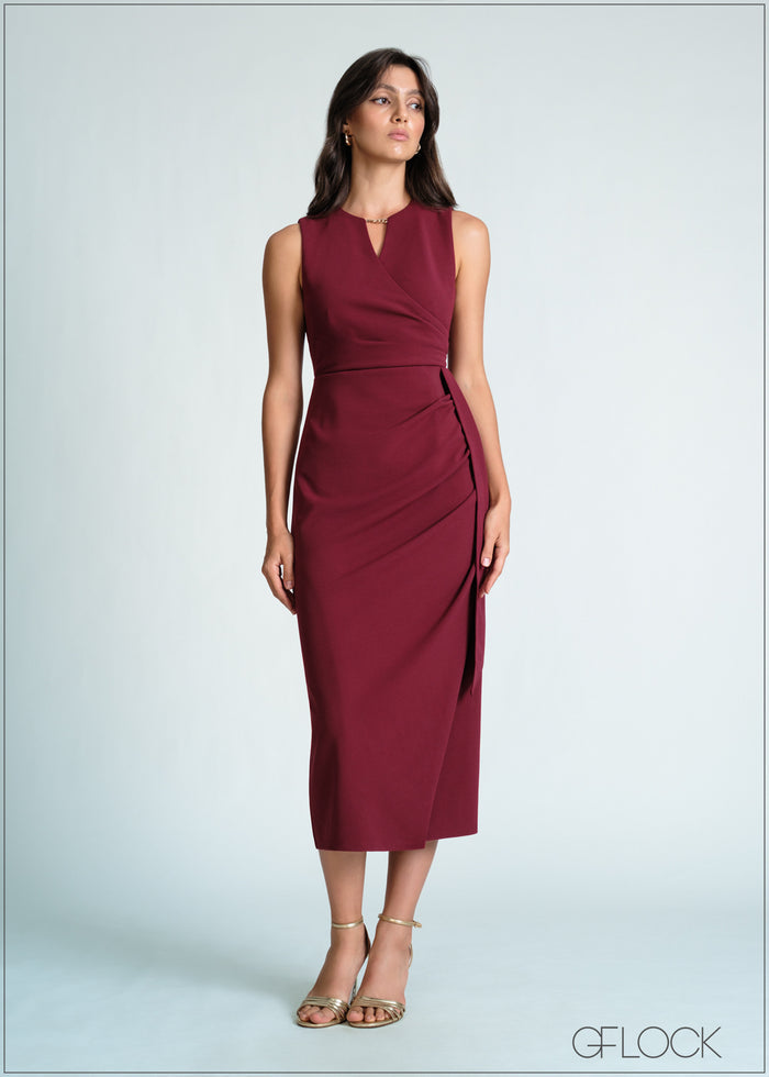 V-Neck Gather Detail Dress - 170726