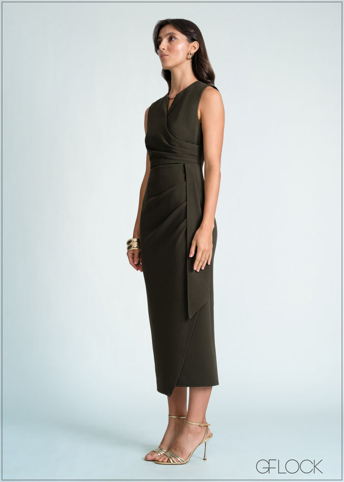 V-Neck Gather Detail Dress - 170726