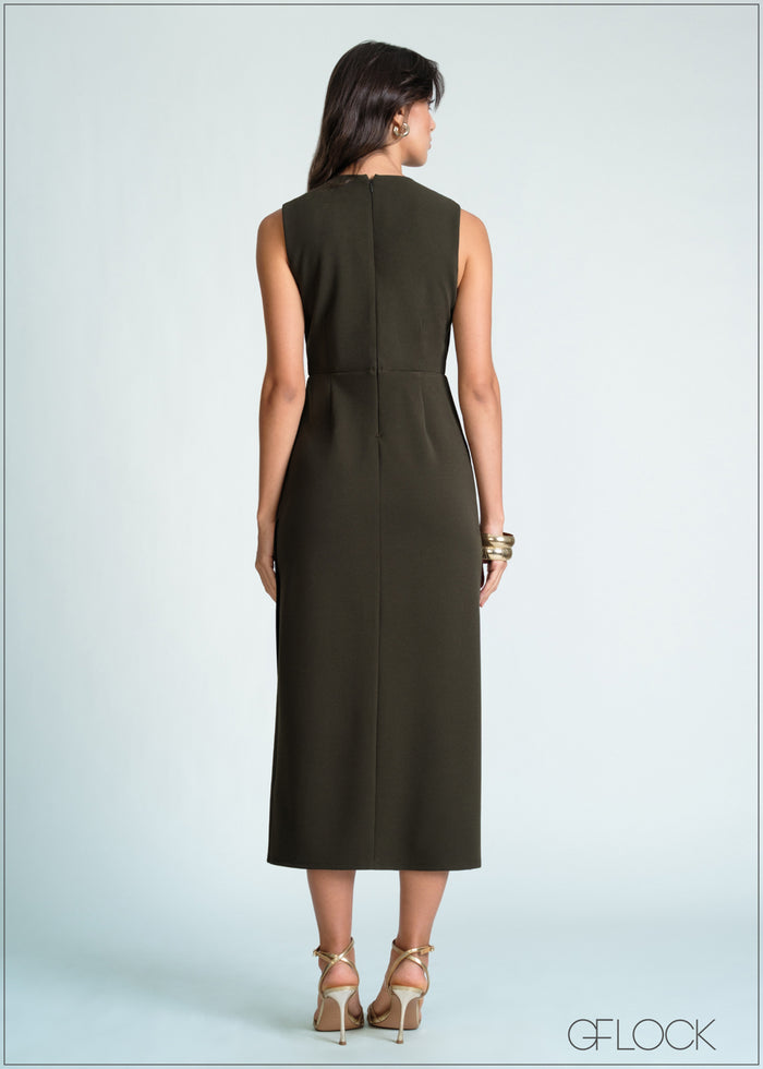 V-Neck Gather Detail Dress - 170726