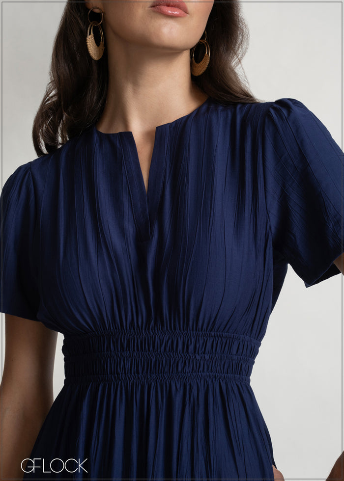 V-Neck Gathered Tiered Dress - 150526