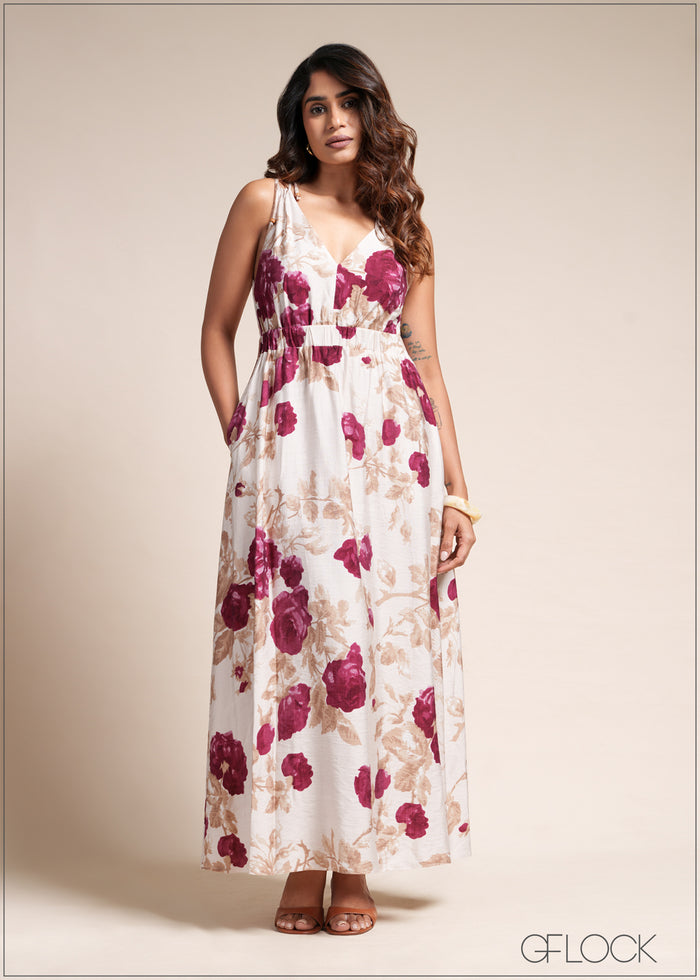 V-Neck Maxi Dress - 110526