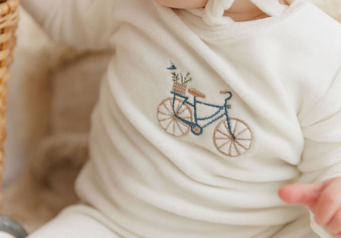 Velour Bicycle Collection - Footie + Bonnet