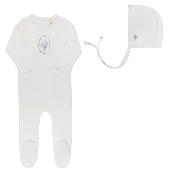 Velour Center Floral Collection - Footie + Bonnet