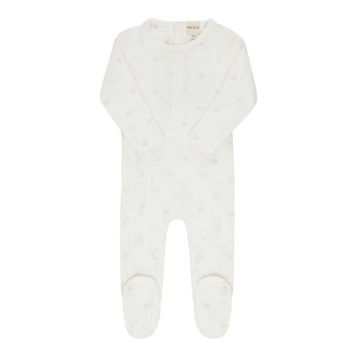 Velour Embroidered Floral Collection - Footie