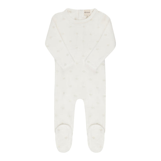 Velour Embroidered Floral Collection - Footie