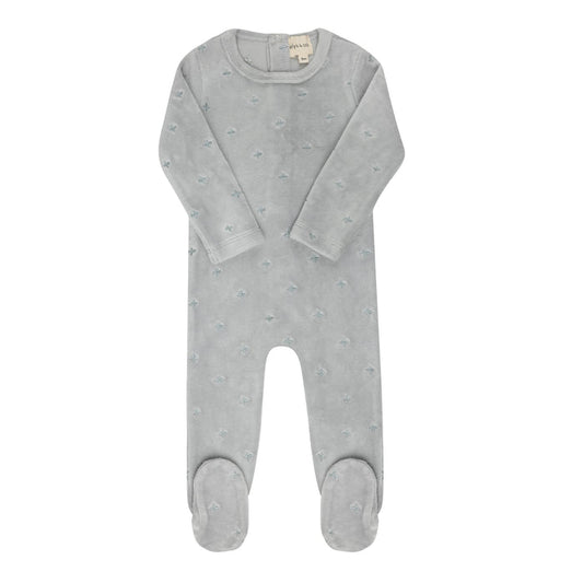 Velour Embroidered Floral Collection - Footie