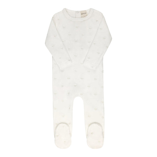 Velour Embroidered Floral Collection - Footie