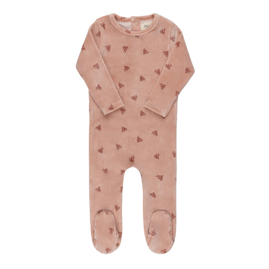 Velour Leaf Pattern Collection - Footie