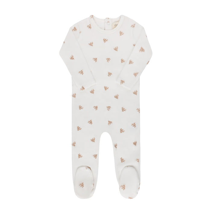 Velour Leaf Pattern Collection - Footie