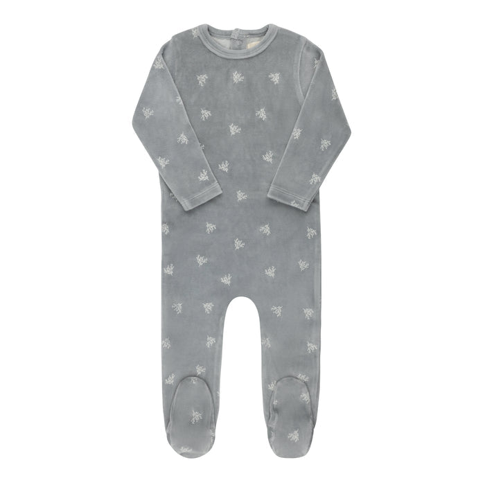 Velour Leaf Pattern Collection - Footie