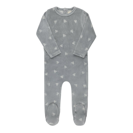 Velour Leaf Pattern Collection - Footie