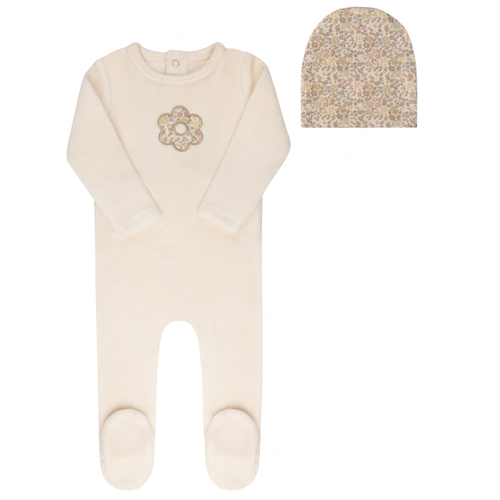 Velour Liberty Floral Collection - Footie + Beanie