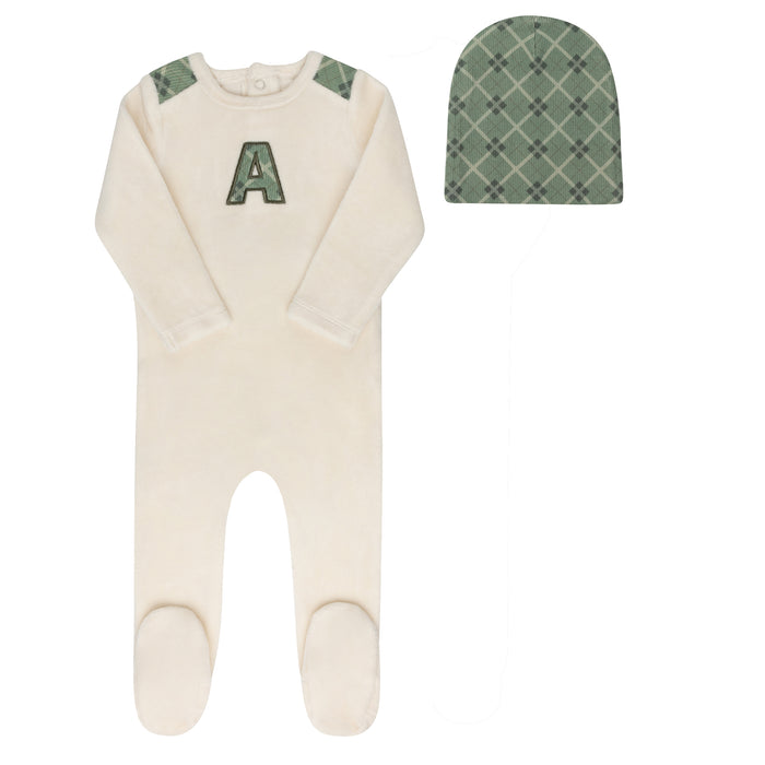 Velour Liberty Plaid A Collection - Footie + Beanie