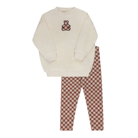 Velour Plaid Bear Collection - Sweatshirt + Leggings