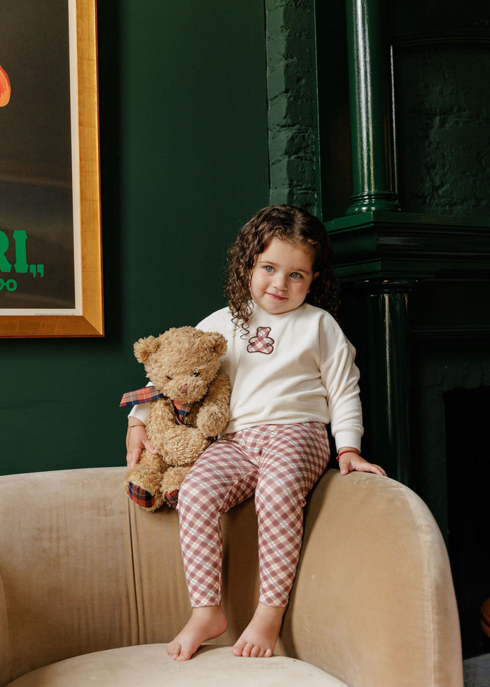 Velour Plaid Bear Collection - Sweatshirt + Leggings