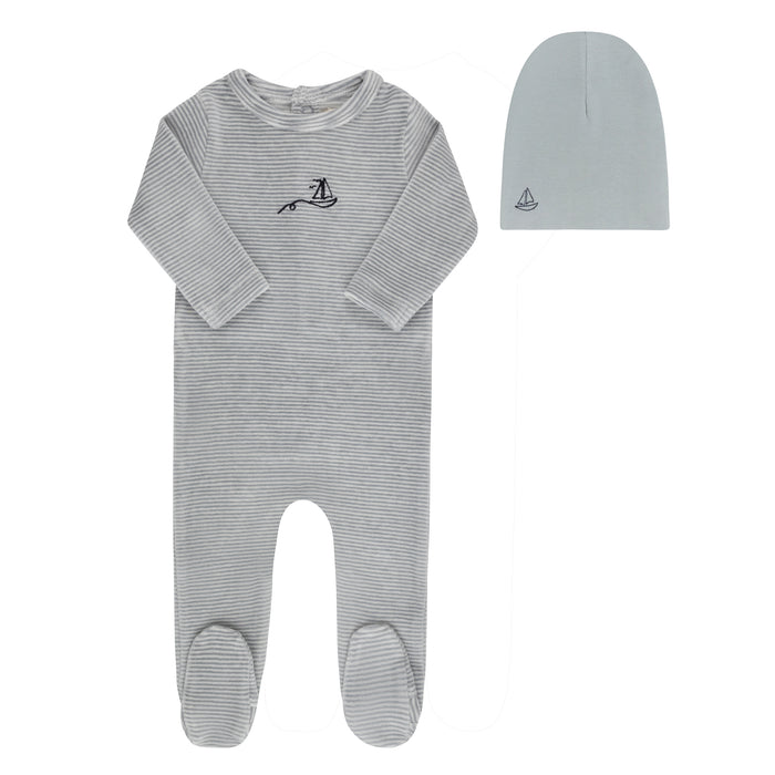 Velour Stripe Collection - Footie + Beanie