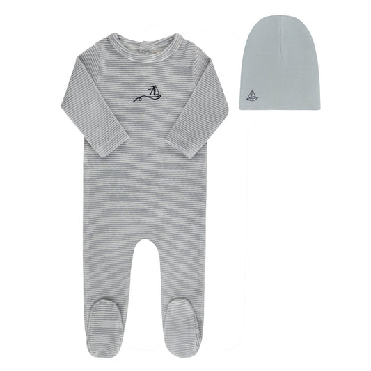 Velour Stripe Collection - Footie + Beanie