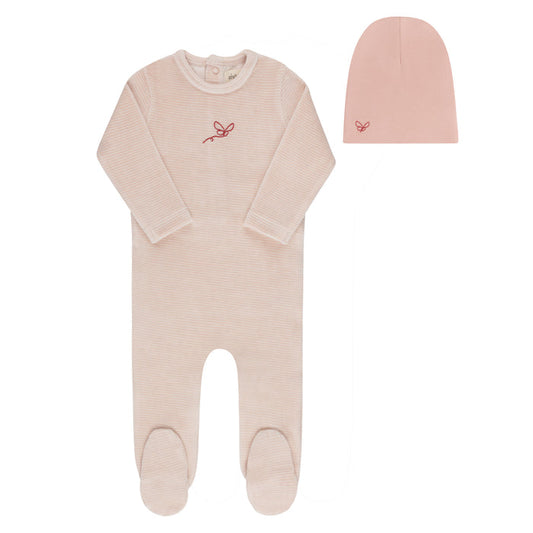 Velour Stripe Collection - Footie + Beanie