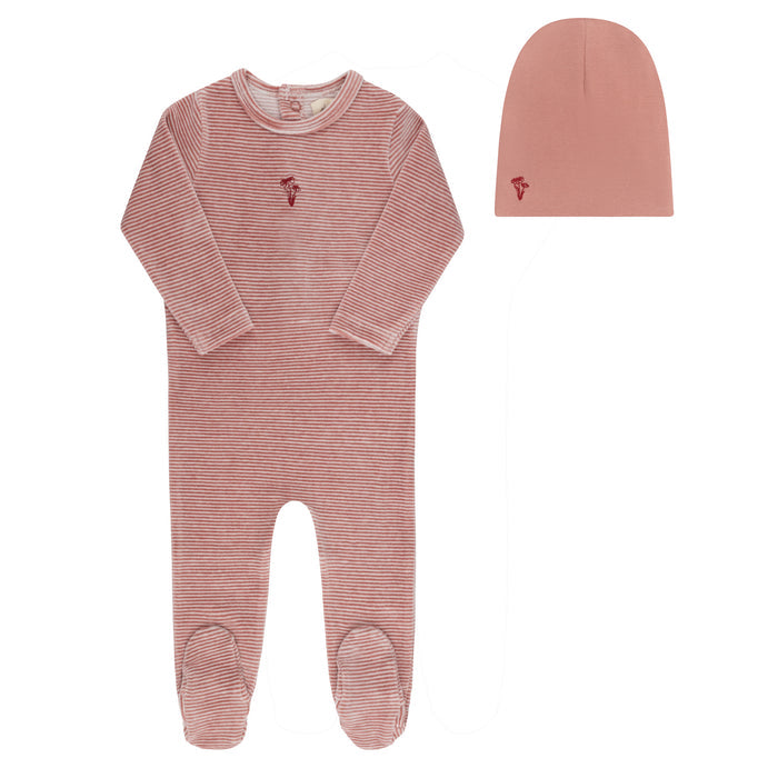 Velour Stripe Collection - Footie + Beanie