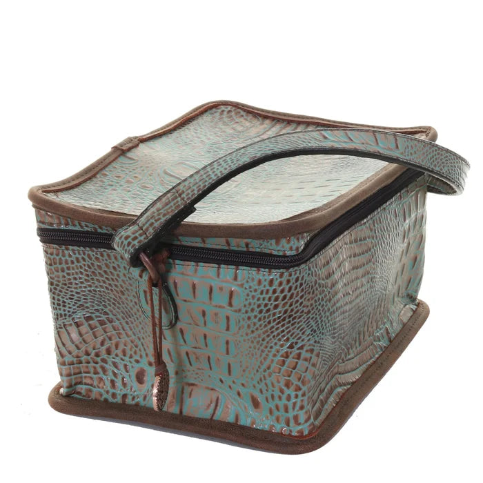 Vintage Mint Crocodile Print Makeup Tote