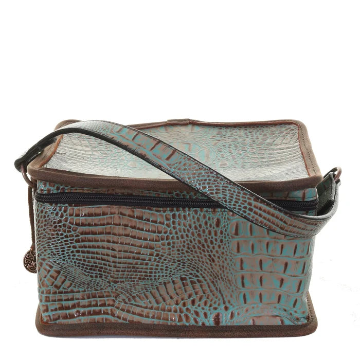 Vintage Mint Crocodile Print Makeup Tote