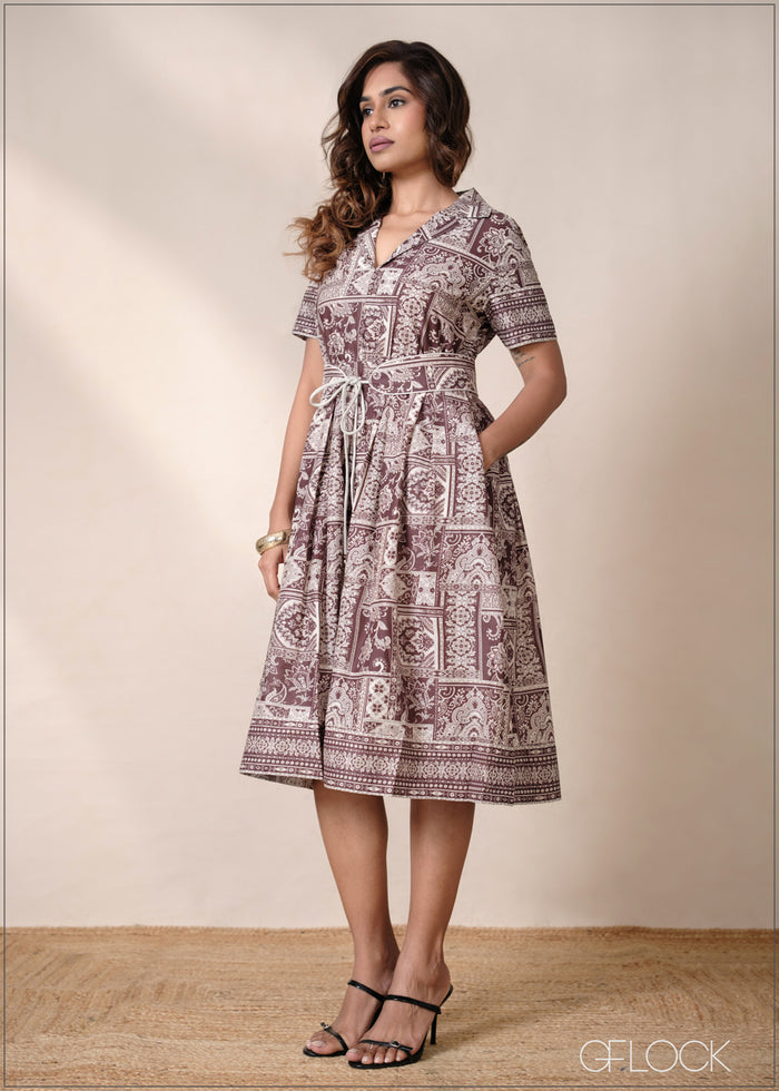 Waist Tie Shirt Dress - 220826