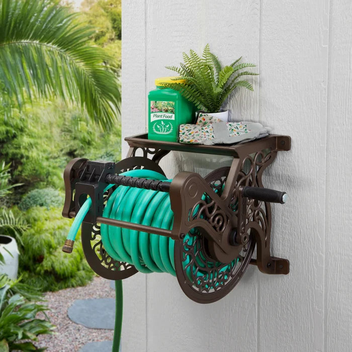 Wall Mounted Hose Reel with Guide - 5/8 x 125 ft Capacity