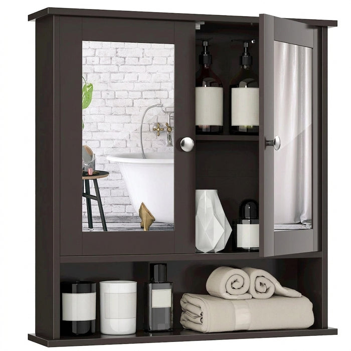 Wall Mounted Medicine Cabinet with Mirror, Black Bathroom Storage Cabinet for Vanity Organization