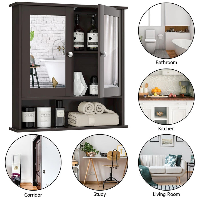 Wall Mounted Medicine Cabinet with Mirror, Black Bathroom Storage Cabinet for Vanity Organization