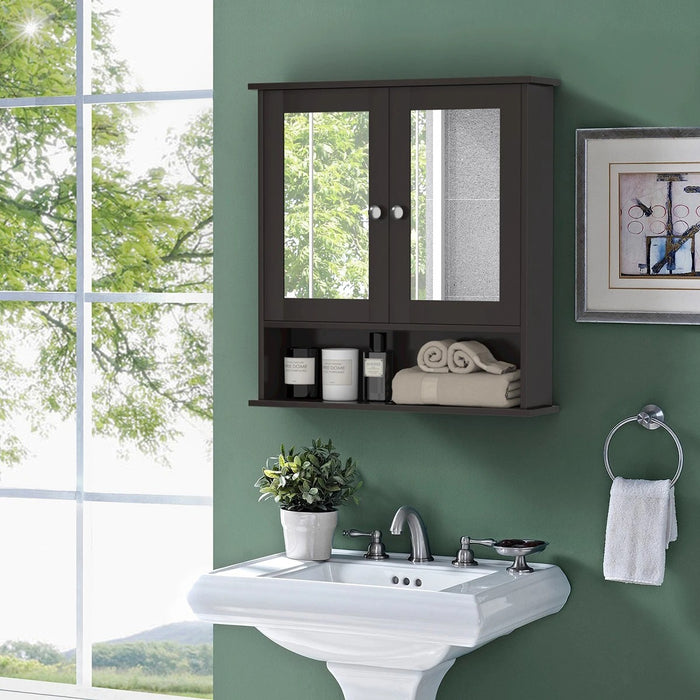 Wall Mounted Medicine Cabinet with Mirror, Black Bathroom Storage Cabinet for Vanity Organization
