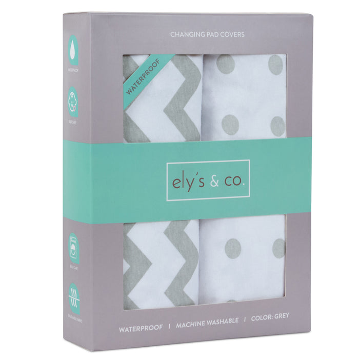 Grey Waterproof Changing Pad Cover & Cradle Sheet Set packaging