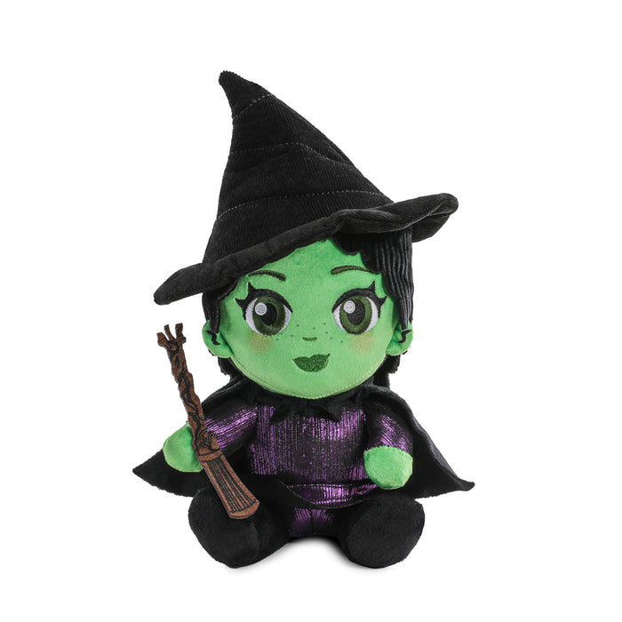 Wicked Elphaba Phunny plush toy from the Wicked musical, featuring a soft, detailed green plush of Elphaba character.