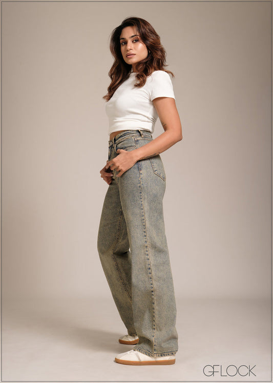 Wide Leg Jean - Short Length - 241225D