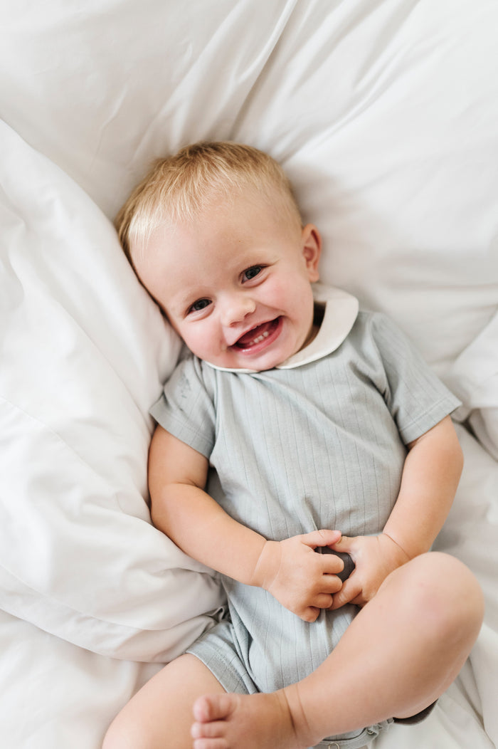 Wide Rib Cotton - Rosebud Collection- Boy Romper
