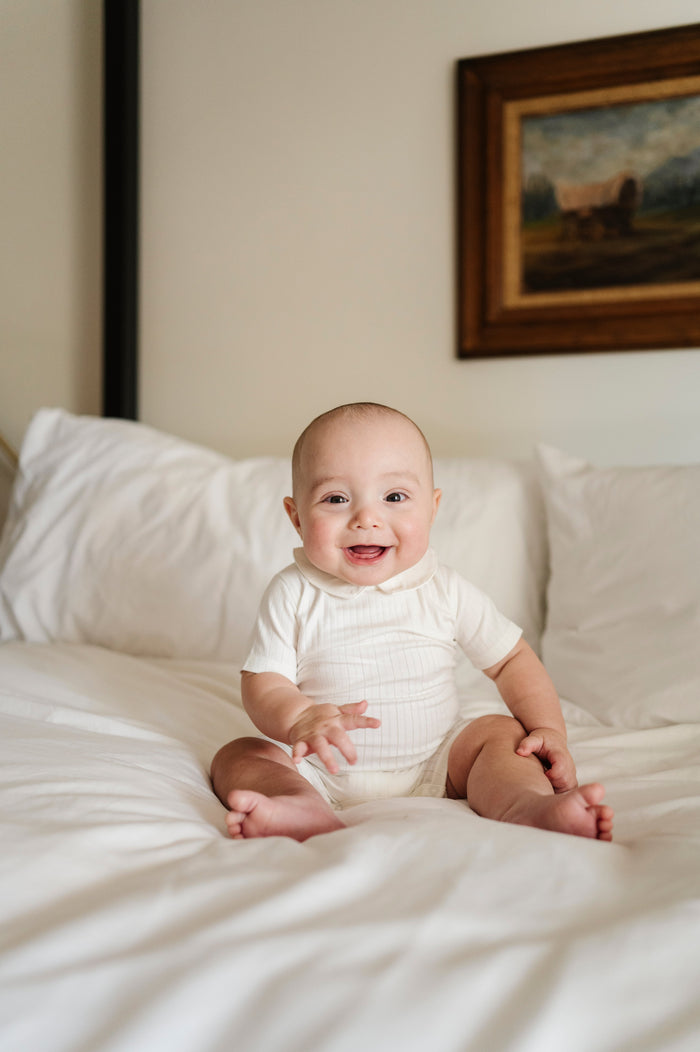 Wide Rib Cotton - Rosebud Collection- Boy Romper