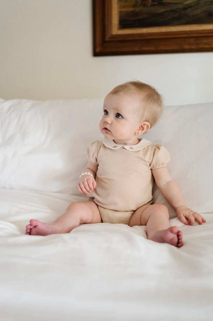 Wide Rib Cotton - Rosebud Collection- Boy Romper
