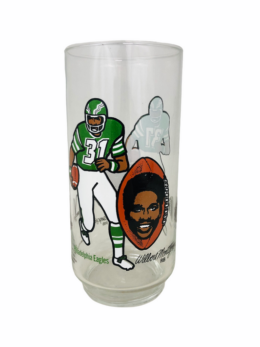 WILBERT MONTGOMERY & BILLY CAMPFIELD PHILADELPHIA EAGLES VINTAGE 1980'S MCDONALDS GLASS